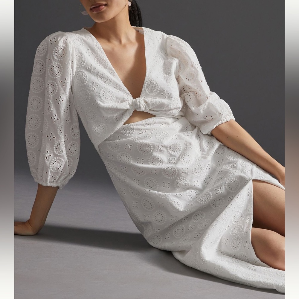 Anthropologie White Eyelet Dress